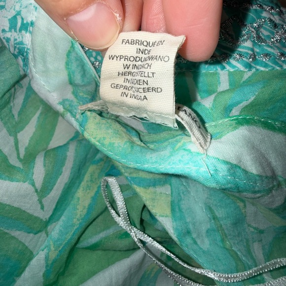 Christian Siriano New York Women's Large Green Leaf Print V-Neck Resortwear Chic - Picture 13 of 15